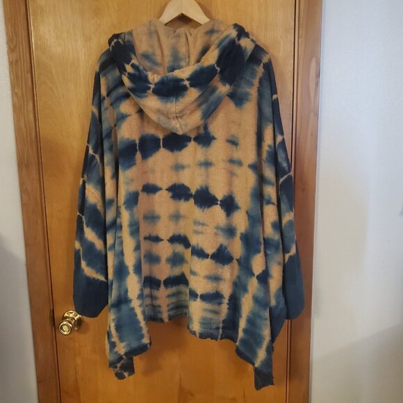 Free People High Tides Sweatshirt Oversized Women's XS/S Indigo Combo EUC Poncho - Picture 5 of 8